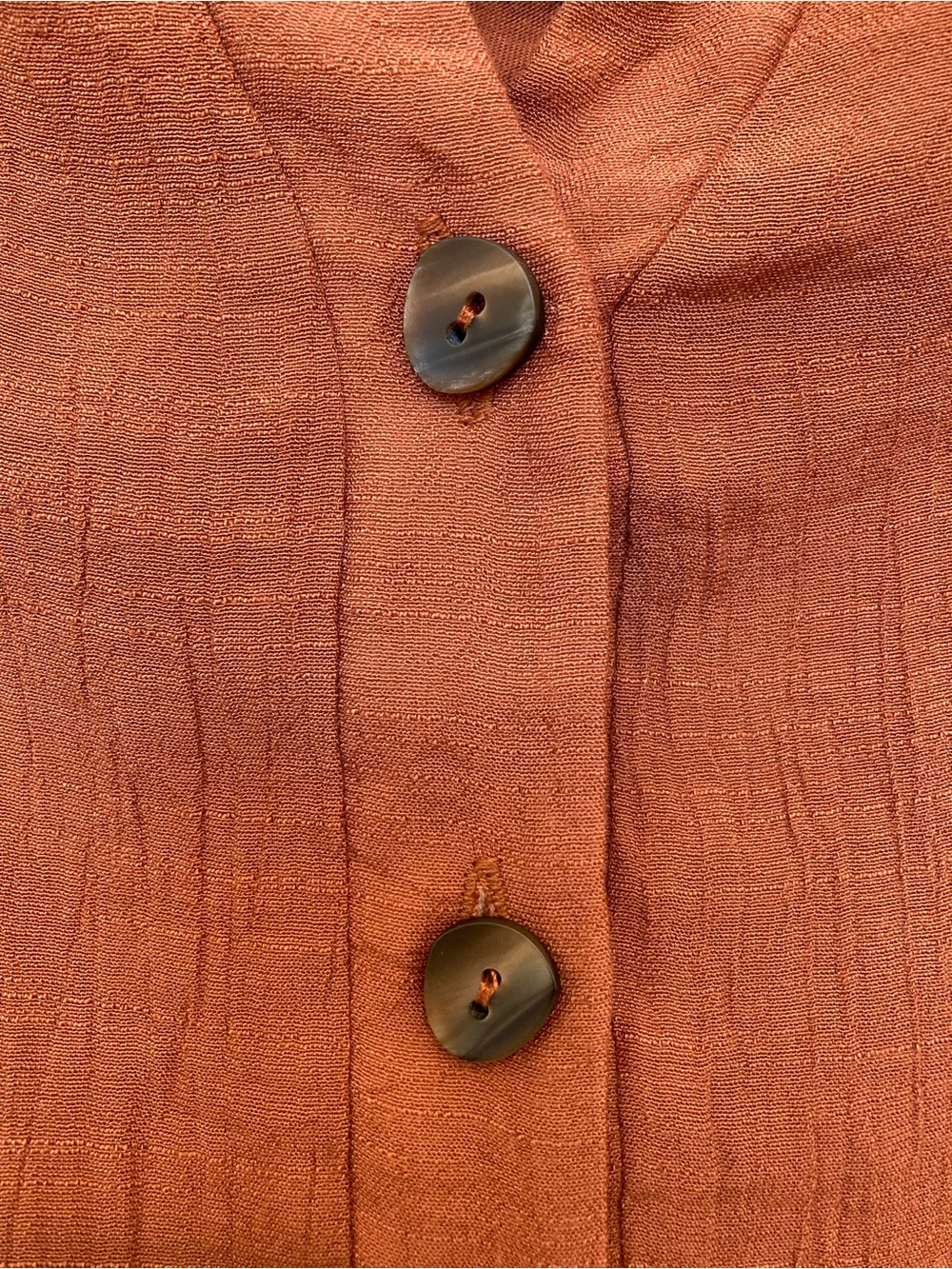 Rust Split-Neck Button Tunic Blouse - Picture 2 of 7